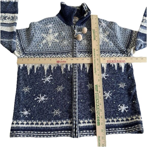 Heirloom Collectibles Womans Cardigan Sweater Snowflakes Holiday Winter Sz M - Picture 2 of 7